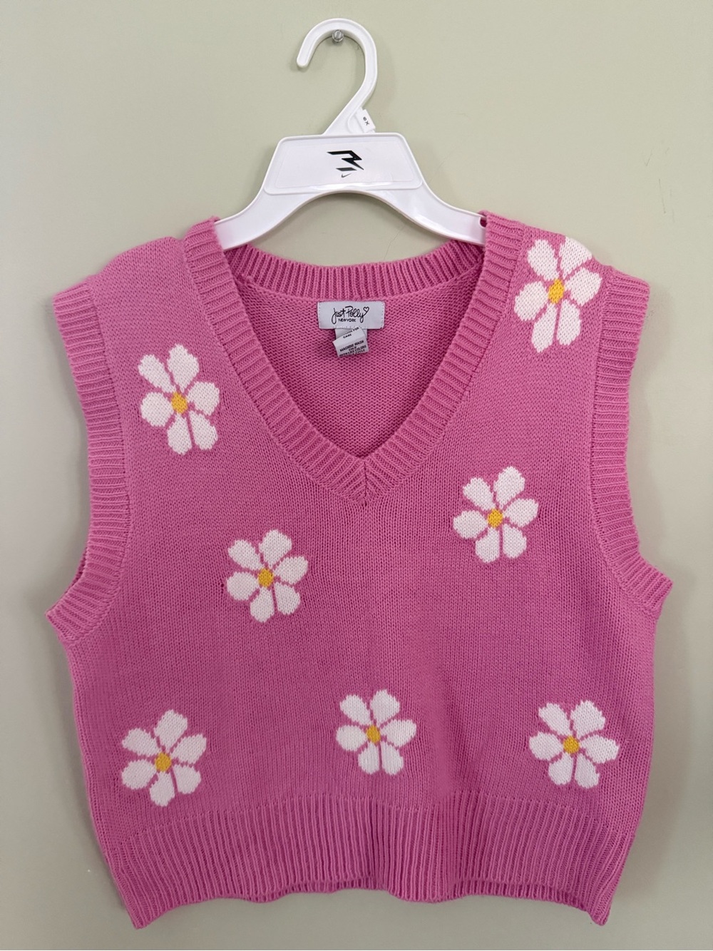 Just One Pink Floral Knit Vest for Kids